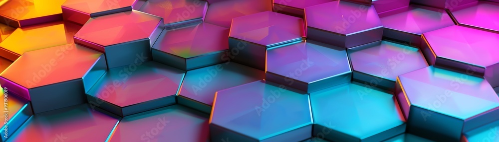Poster abstract colorful hexagonal pattern background.