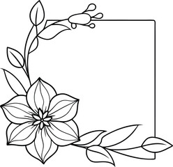 hand drawn flower frame line art illustration