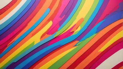 Obraz premium Bright rainbow stripes on a light background, bold and dynamic.