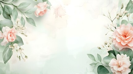 Naklejka premium Delicate Watercolor Floral Frame with Soft Pastel Flowers and Leaves for Romantic and Airy Designs