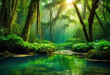 Obraz premium exploring vibrant details extraordinary animal habitats featuring diverse lush unique fauna natural settings, ecosystem, flora, nature, environment