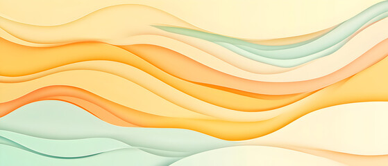 Naklejka premium Abstract horizontal background with colorful waves. Trendy vector illustration in style retro 60s, 70s. light green theme Pastel colors