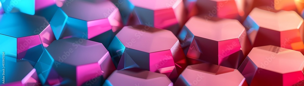 Aufkleber abstract geometric background with colorful hexagonal shapes.