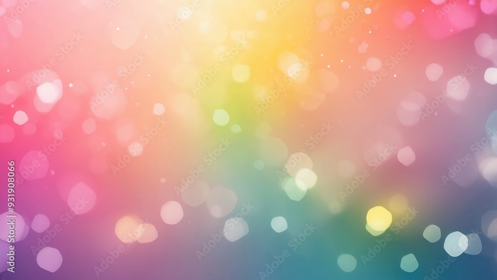 Aufkleber soft rainbow gradient with subtle bokeh, playful and cheerful.