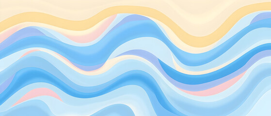 Abstract horizontal background with colorful waves. Trendy vector illustration in style retro 60s, 70s. light blue theme Pastel colors