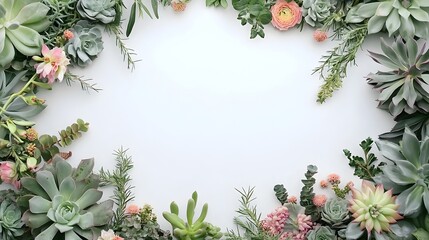 Fototapeta premium Geometric Desert Floral Arrangement with Succulents and Modern Fresh Look