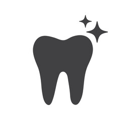 Tooth icon. Sparkling clean tooth. Dental symbol Isolated on white background. Vector illustration