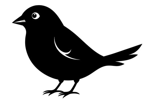 recommend clip art: Painted bunting silhouette black color vector art illustration