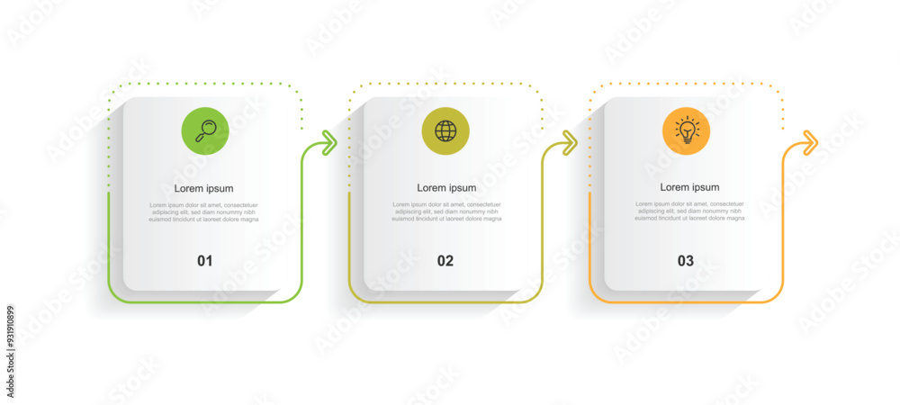 Poster 3 step process infographic template vector with icons can be used for workflow, business information, presentation, data visualization and web graphic design 