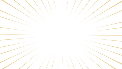 Obraz premium シンプルな金色の集中線のフレーム - 放射状に広がる漫画の効果線の背景素材 - 16:9