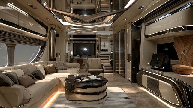 25. **A luxurious RV with a high-tech, modern interior