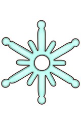A winter snowflake is a illustration, hand-drawn with watercolor brushes, with outline on a white background. For postcards, greetings, stickers and others DIY.