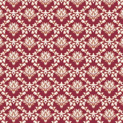 seamless off-white Batik Indonesians Ikat floral embroidery  paisley pattern on maroon background colorful abstract vector illustration.
design for texture ,fabric ,clothing wrapping ,decoration.