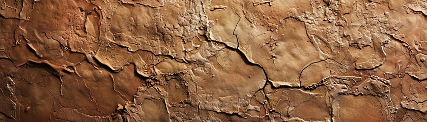 Close-up of a rough, brown cave wall with intricate patterns.