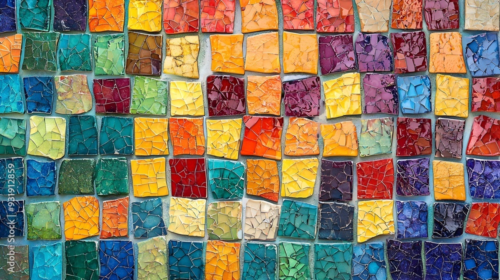 Poster vibrant abstract mosaic tile background with geometric patterns and touch