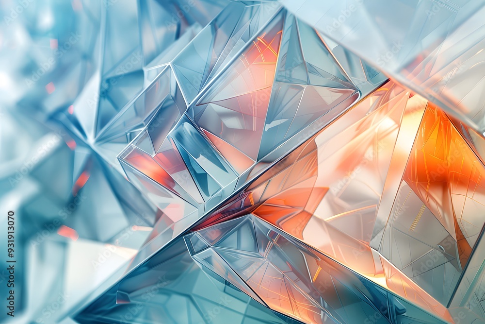 Poster Intricate Geometric Patterns of Light and Color in Crystal-Like Structures