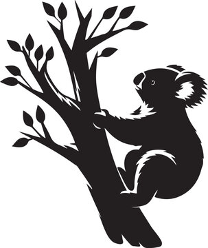 recommend clip art: A cute Koala on a tree silhouette vector Illustration 