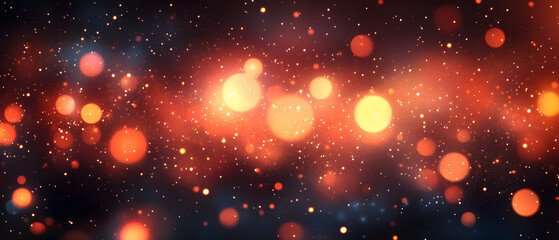 Fototapeta premium Vector illustration of a disco lights background with a bokeh effect and polka dots on a dark brown background. Abstract pattern for design and decoration in a club or night party