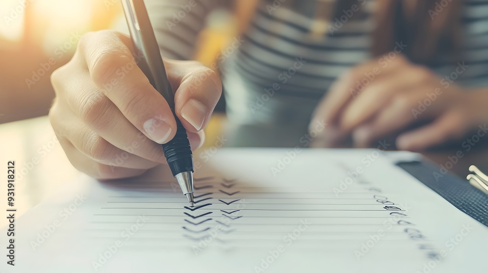 Poster completing a checklist task with hand-drawn checkmark