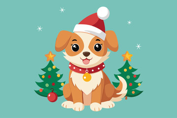 Best  cute dog is celebrating Christmas day  Art Illustrations vector 12.eps
