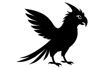 Palm cockatoo silhouette black color vector art illustration