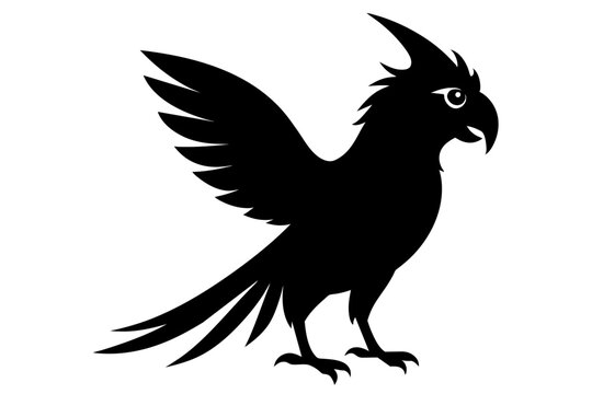 recommend clip art: Palm cockatoo silhouette black color vector art illustration