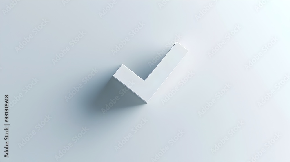 Poster minimalist floating checkmark emphasizing simplicity and clarity