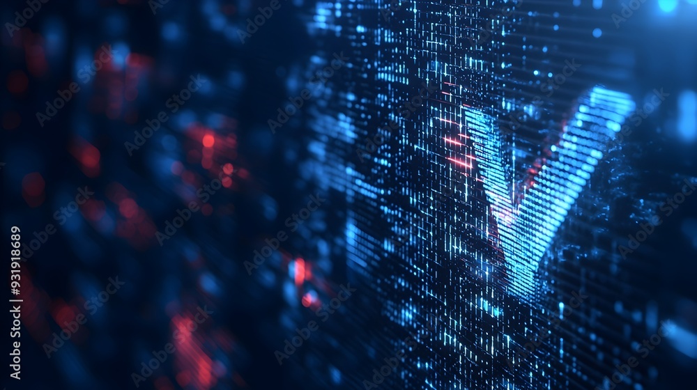 Aufkleber dissolving digital checkmark signifying technological advancement and innovation