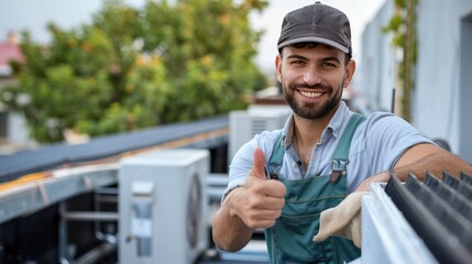 Smiling HVAC Technician Giving Thumbs Up