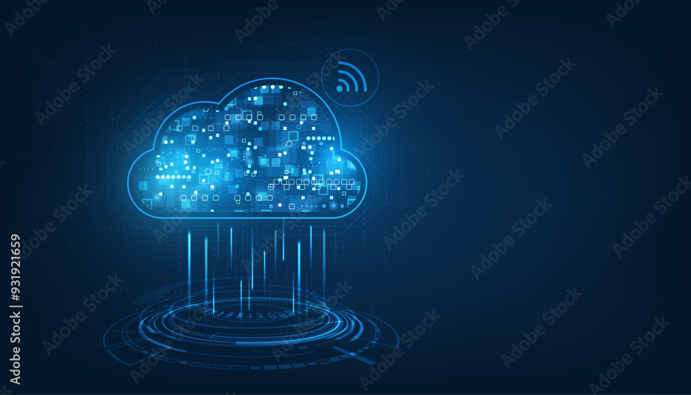 Poster cloud computing concept.abstract cloud connection technology background.
