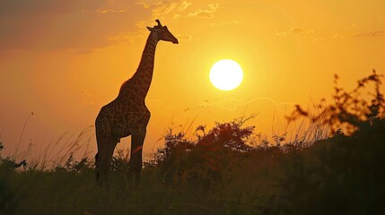 Giraffe in Sunset in Kruger National Park South Africa