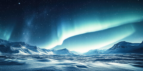 Naklejka premium Northern Lights, Aurora Borealis illuminating the night sky. Beautiful landscape for wallpaper.