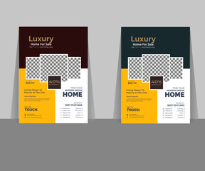 Obraz premium Corporate real estate flyer design two colour one red two green