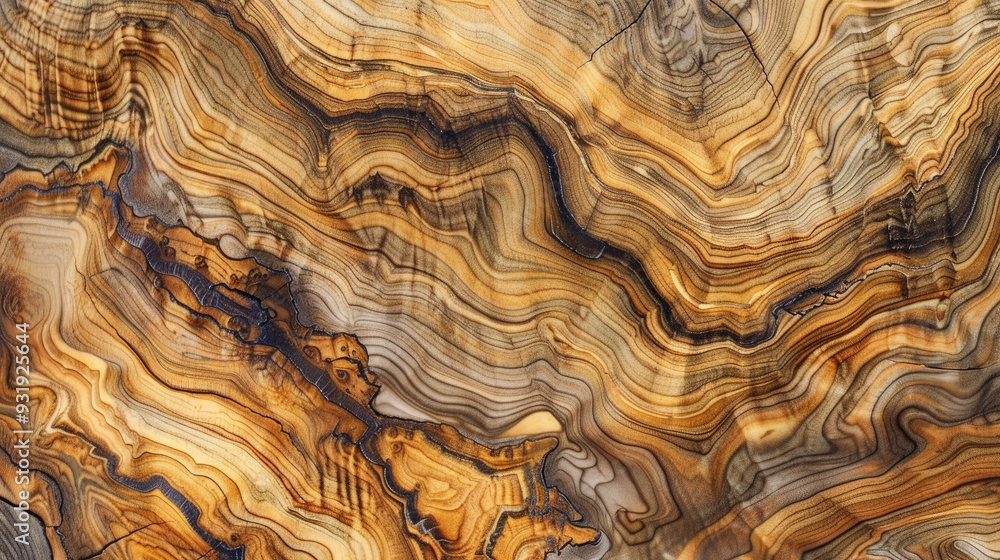 Poster the image illustrates the captivating grain and rich color variations of sliced olive tree veneer of