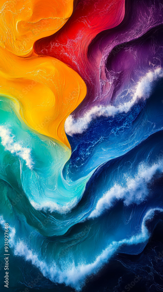 Poster vibrant colorful waves with dynamic patterns and abstract texture, creative artistic background, col