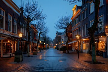 Obraz premium Serene Evening Stroll Through a Charming European Street