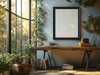 "Photo frame mockup next to the window in beautiful room" - Art, Architect 