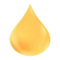 Gold oil or honey 3d blob or drop isolated transparent background, hyaluronic acid or collagen vector. Beauty product oil, vitamin D liquid essence or serum.