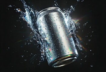 Aluminum Can Splashing Water