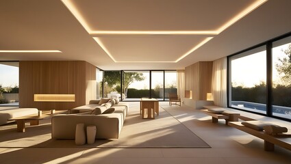 This serene and modern space is a perfect example of how natural light and sophisticated ambient...