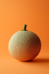A simple Cantaloupe, solid in color and pattern on a solid background