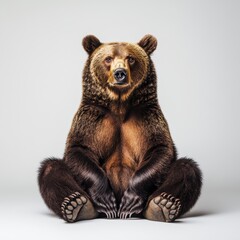 Obraz premium This PNG file features a portrait of a brown bear isolated on a white background.