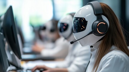 Naklejka premium Robots Boosting Customer Support