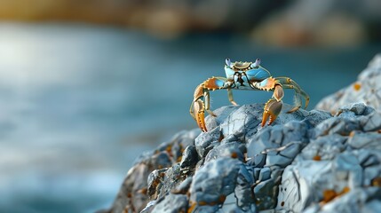 Fototapeta premium A crab on the edge of a rock
