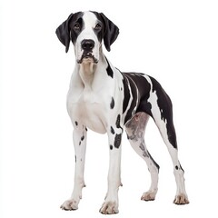 Detailed portrait of a great dane dog isolated on a white, transparent background
