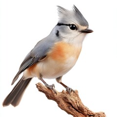 Fototapeta premium The colors of a bird on a branch are vivid against a transparent background