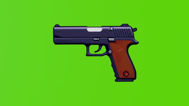 2d illustration of a pistol isolated on a green screen