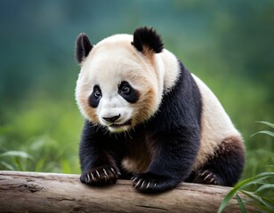 Fototapeta premium panda cub stylized. Ai generated image.