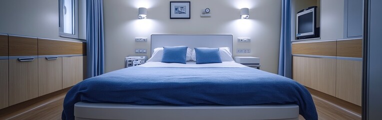 A well-appointed medical facility room designed for patient comfort and recovery