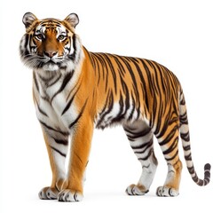 Naklejka premium Detailed portrait of a tiger, standing isolated on a transparent background